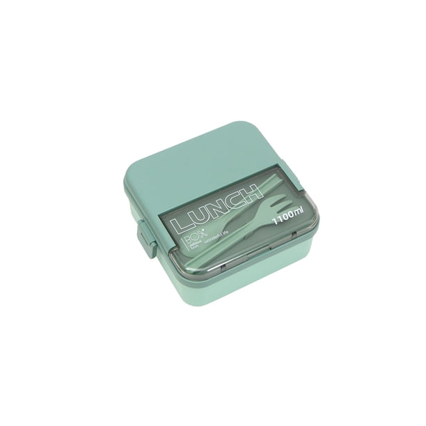 Contenedores de la Caja de Almuerzo Del Compartimiento Sellado Microondas Segura, Plástico Azul de Gran Capacidad 17x16x7.5cm para la Comida Del Trabajador de la Oficina Del Estudiante, Diseño a Prueb