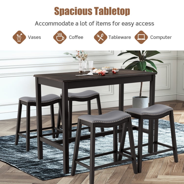 Finihen Dining Set, Dining Table Set, 5-Piece Dining Set with 4 Upholstered Stools, for Home, Restaurant, Gray Finihen Dining Set, Dining Table Set, 5-Piece Dining Set with 4 Upholstered Stools, for Home, Restaurant, Gray