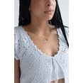 thumbnail image 3 of Ragstock Artic Blue Crochet Short Sleeve Cardigan, 3 of 4
