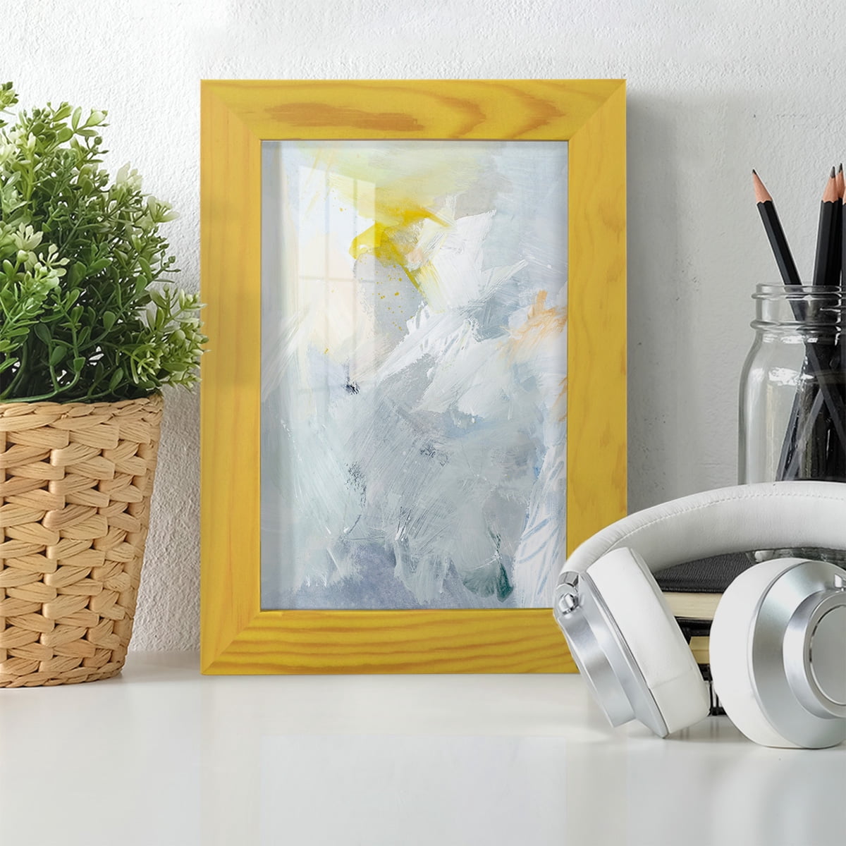 Canary and Sky II - Framed Print w/glass - Sunflower Yellow