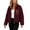 Wine, variant on Husipze Women Stand Collar Short Sherpa Fleece Jacket Full Zip Long Sleeve Short Fall Winter Coat Fuzzy Teddy Outerwear with Pockets Black S