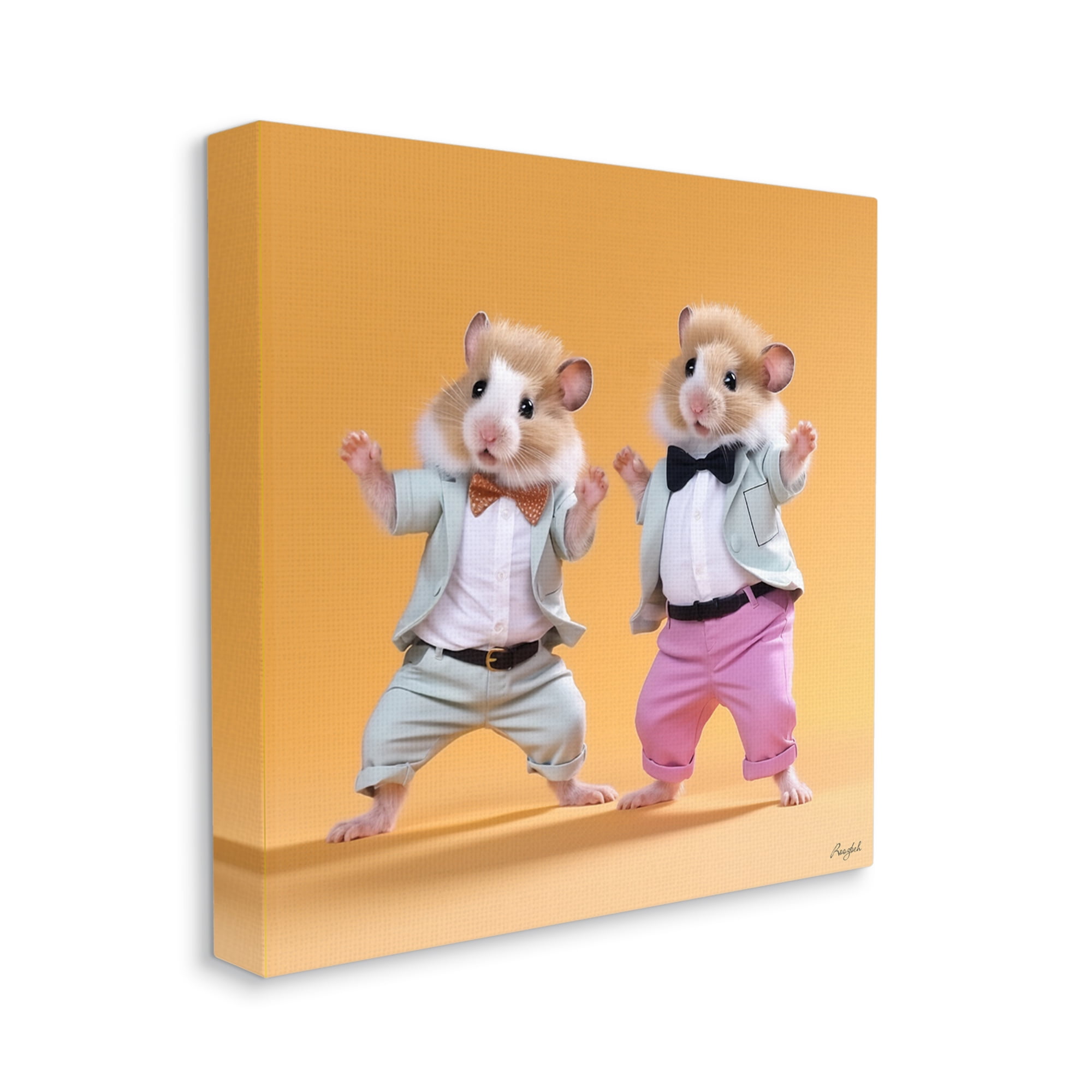 Stupell Industries Dancing Hamsters Duo Animals & Insects Painting Gallery Wrapped Canvas Art Print Wall Art, 24 x 24