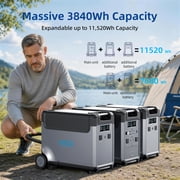 ABOK 3600W Portable Power Station, 3840Wh LiFePO4 Solar Generator for Home Backup, RV, Camping, Off-Grid & Emergency Power