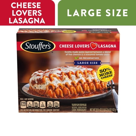 Stouffer's Cheese Lovers Lasagna Large Size Meal, 18.25 oz (Frozen)