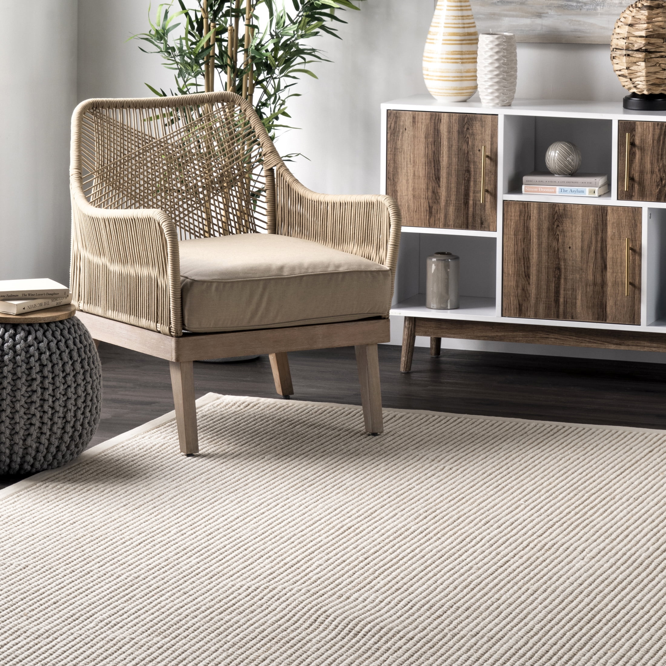 Rugs USA Patricia Jute and Wool Area Rug, 7' 6" x 9' 6", Selma Ivory