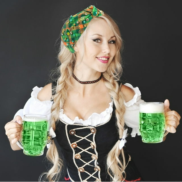 Bandeau Incrusté de Strass pour Femmes, Accessoire Vintage Classique Vert Parfumé, Épingle à Cheveux pour la Saint-Patrick