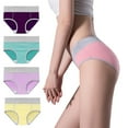 thumbnail image 2 of Mrat Ice Silk Underwear Women 4pc Women's Large Seamless Cotton High Waist Briefs Hip Lifting Underpanties Wool Underwear Women S-144 Multicolor L, 2 of 6
