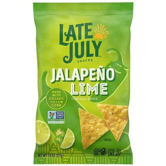 Late July Tortilla Chips Jalapeno Lime 7.8 oz Pack of 2