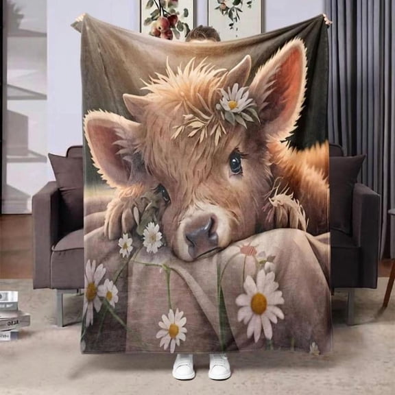 [60x50inch] Cow Print Throw Blanket, 1 Count Soft Warm Napping Blanket, Air-conditioned Room Blanket, Warm Nap Blanket For Home Office Travel Camping, Man Woman Gift