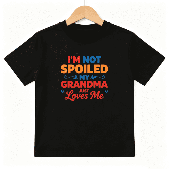 Grandma Loves Me Boys Graphic Tee, Sweet Spoiled Grandson 100% Cotton Kids Short Sleeve T-Shirt