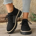 thumbnail image 2 of Rokment Womens Mesh Slip on Socks Oxfords Breathable Fashionable Platform Chunky Lug Sole Mid Heel High Top Fashion Sneakers Walking Dress Shoes L Size 6.5, 2 of 8