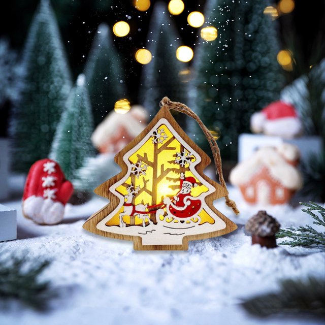 Puntoco Manualidades de madera para Navidad, pentagramas de madera, adornos de luces, adornos de muñecos de nieve y ángeles navideños