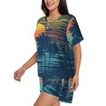 thumbnail image 4 of Vsdgher Palm Trees Pattern Womens Pajamas 2 Piece Short Sleeve Sleepwear Set,Summer Soft Pajamas Set Casual Lounge Sets, 2-Piece Pj -Small, 4 of 8