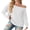 03-White, variant on Womens Off Shoulder Tops Long Sleeve Casual Loose Fit Pullover Shirts Relaxed Fit Blouse Wine Red L