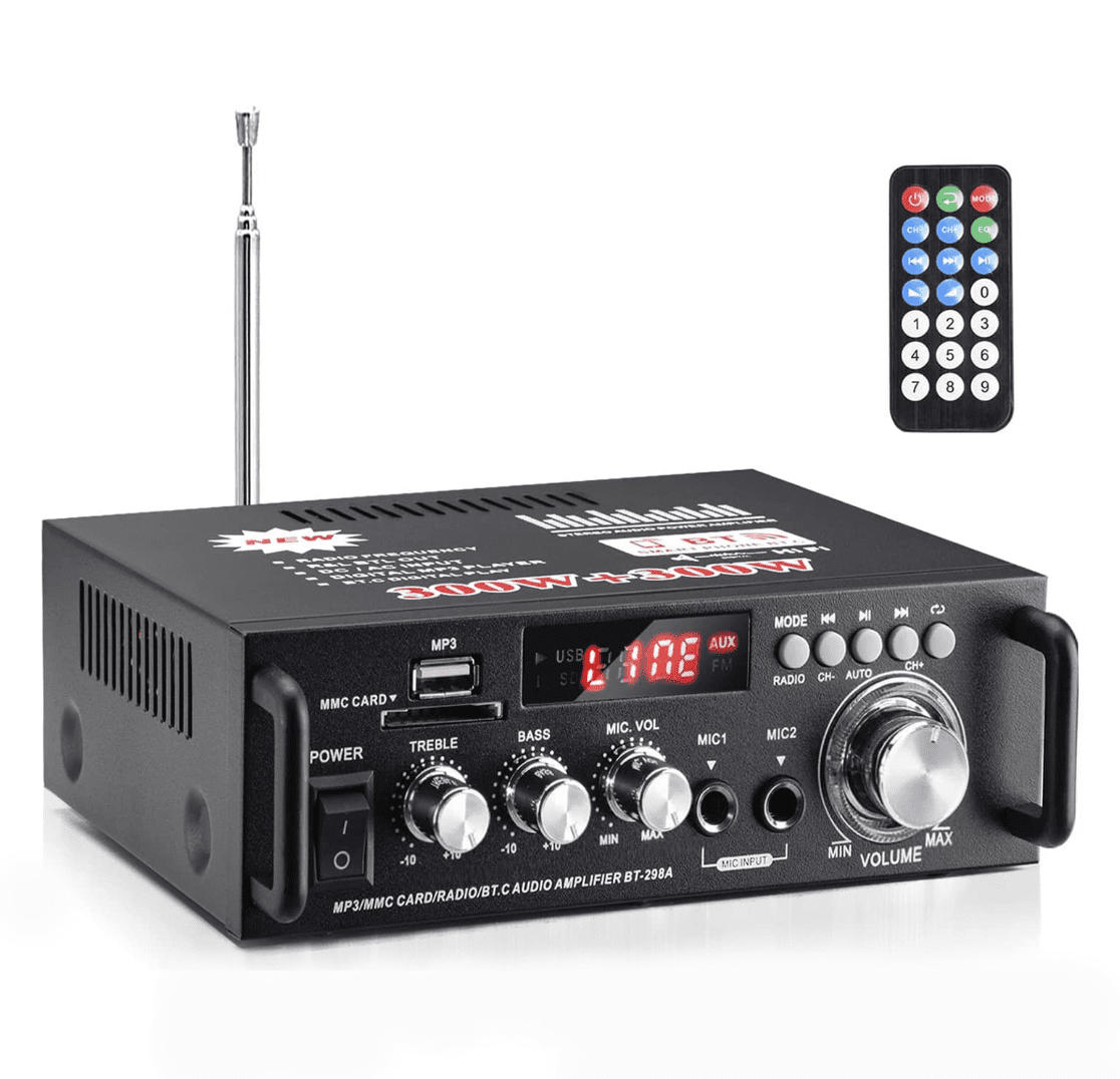 298A Wireless Bluetooth 5.0 Stereo Audio Amplifier, 300W+300W Dual