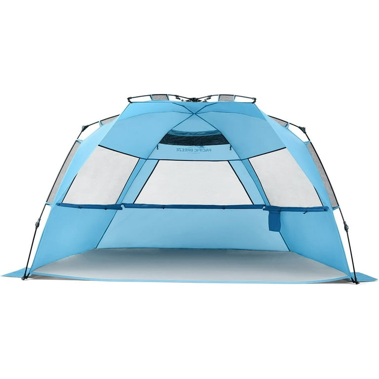 Pacific Breeze Easy Setup Beach Tent Deluxe XL with extendable floor for privacy SPF 50 Pop Up Beach Tent provides shade for 4 or more people Walmart