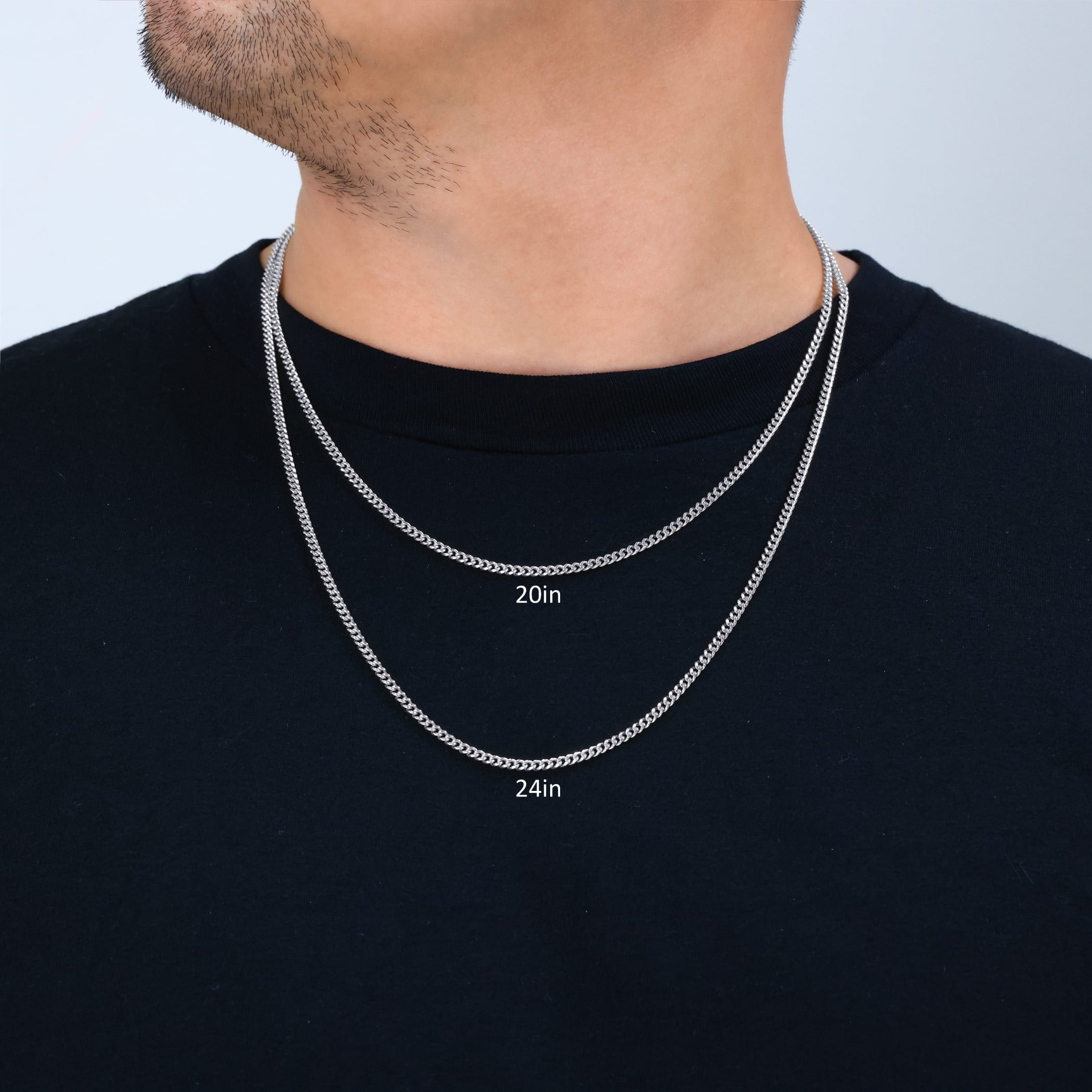 Nuragold 10K Real White Gold Miami Cuban Link 3.5mm Chain Necklace (16"-30") Italian Jewelry for Men & Women