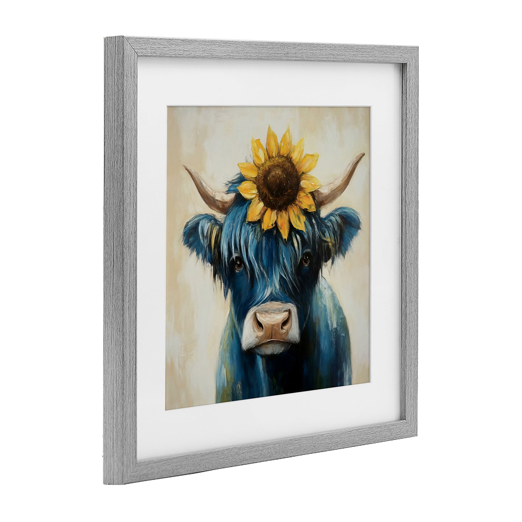 Stupell Industries Pastoral Sunflower Highland Gray Framed Print Under Glass, design by Tina LeCour