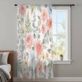 thumbnail image 3 of Pink Watercolor Floral Sheer Curtains 108" Extra Long, Spring Botanical Leave Flowers Light Filering Curtains, Privacy Drapes Simi Floor to Veiling Curtain for Living Room Large Window Treatment, 3 of 9
