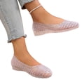 thumbnail image 4 of Women's Jelly Mesh Flats Breathable Clear Hollow Shoes Summer Beach Jellies Ballet Sandals White 7, 4 of 7