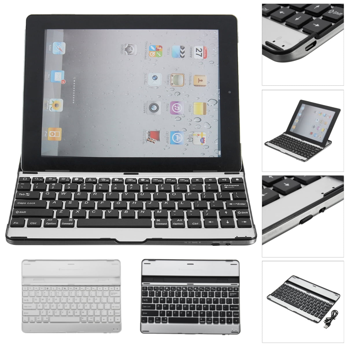 Aluminum Wireless h 3.0 Keyboard Stand Case Cover Dock for Tablet iPad