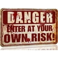 thumbnail image 2 of Halloween Decorations Outdoor Scary Metal Sign Halloween Bloody Horror Signs For Party Enter At Your Own Risk 12"x8", 2 of 5