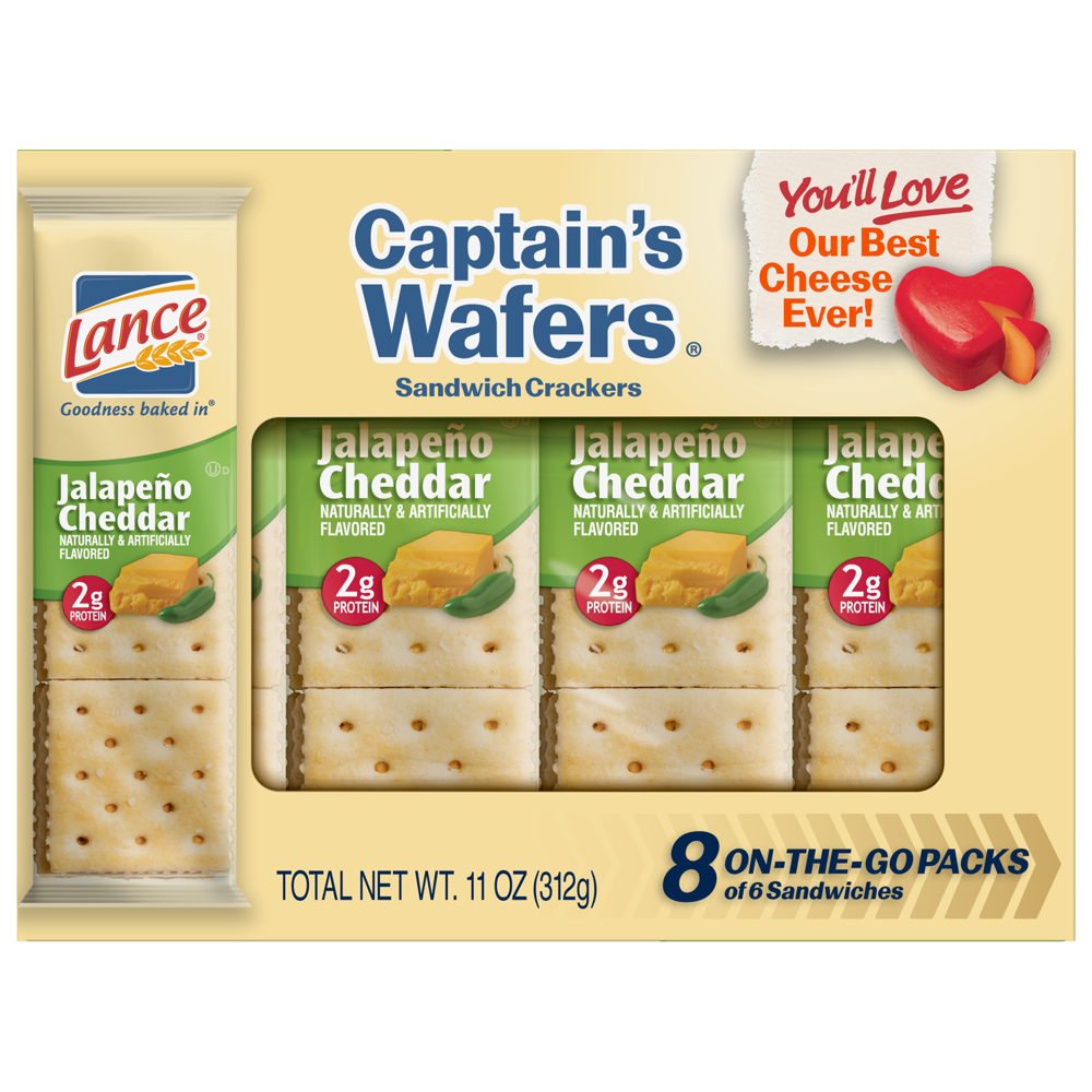 Lance Captain's Wafers Jalapeno Cheddar Sandwich Crackers, 1.38 Oz., 8