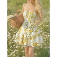 thumbnail image 3 of Multicolor 2 Lemon Print Ruffle Halter Dress With Tie Waist And Tiered, 3 of 29