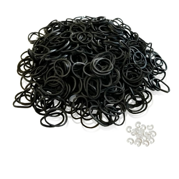 600 Refillable BLACK Rubber Loom Band for Bracelet Necklace DIY