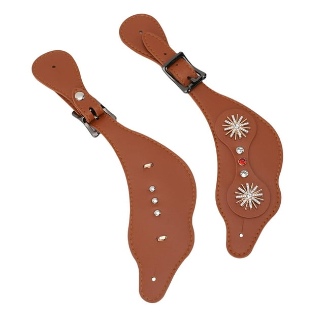 Equine Ladies Floral Tooled Womens Spur Straps, Genuine Cowhide Boot Straps for Cowboy Boots, Westerns Spurs for Horse Riding Adjustable Length Handcrafted