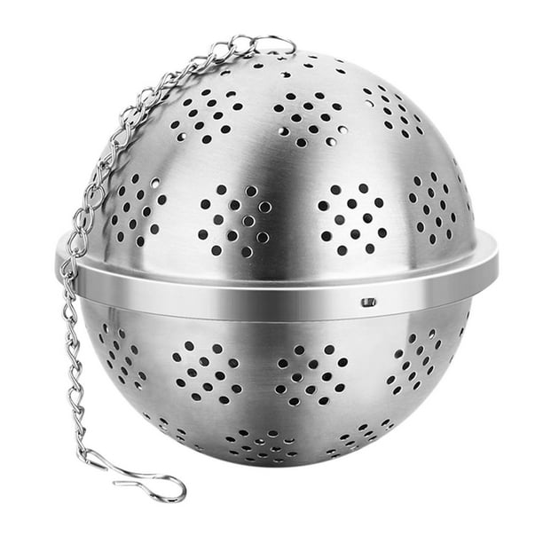 Infusor de té, colador de té de malla esférica de acero inoxidable, filtro colgante con gancho de cadena extendido para preparar té suelto fino, especias y condimentos.