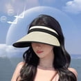 thumbnail image 4 of JingChun Sun Hats for Women Wide Brim Roll-Up Beach Ponytail Hat Packable Foldable Travel Straw Visor, 4 of 6