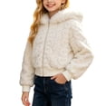 thumbnail image 2 of Annhoo Big Boys Girls Zip Hooded Jackets Winter Fleece Long Sleeve Outdoor Coat Cute Fashion Cropped Outerwear, 2 of 9