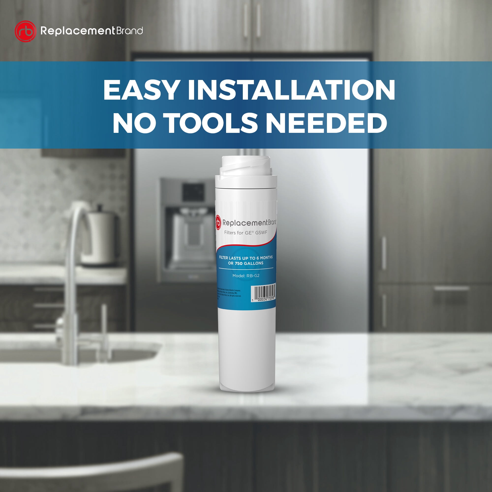 ReplacementBrand GSWF Comparable Replacement for GE GSWF SmartWater Refrigerator Water Filter 2 Pack