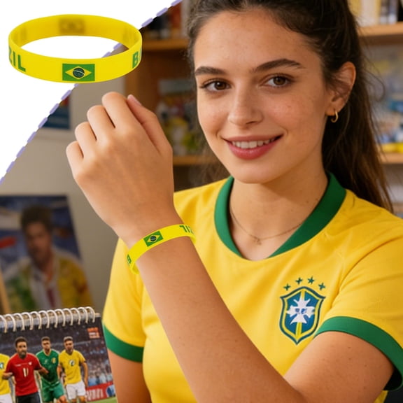 Uutvery 2026 World Football Competition Wristband, Silicone Flag Bracelet for Fans, Sports Souvenir Gift, Comfortable Stretch Band, 2.52x2.52 Inches