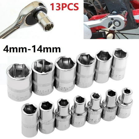 

Leke 13Pcs 1/4 inch Drive Hex Socket Wrench Head Set 4mm-14mm Nut Removal hand tool