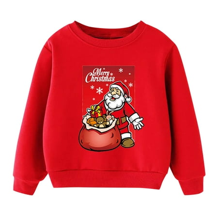 

Christmas Kids Child Baby Boys Girls Cartoon Letter Long Sleeve Sweatshirt Tops Xmas Outfit Big Boy Lined Hoodie Hoodies for Teens
