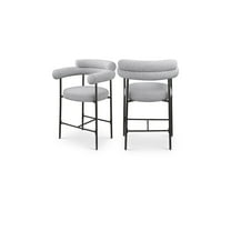 Meridian Furniture Blake Grey Boucle Fabric Counter Stool (Set of 2)