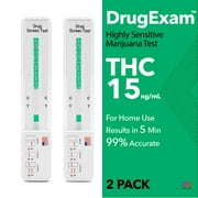 2 Pack - DrugExam Made in USA Most Sensitive Marijuana THC 15 ng/mL Single Panel Drug Test Kit - Marijuana Drug Test with15 ng/mL Cutoff Level for Detecting Any Form of THC in Urine up to 45 Days