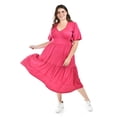 thumbnail image 1 of Vestido midi casual Roman Fashion /Tallas Extras, 4285 (Fiusha) fucsia 40, 1 of 7