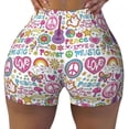 thumbnail image 2 of Uemuo Peace Love and Dove Flower Power Pattern Women Workout Impact Shorts Scrunch Butt Lifting Gym Shorts Seamless Booty Biker Shorts-Large, 2 of 8