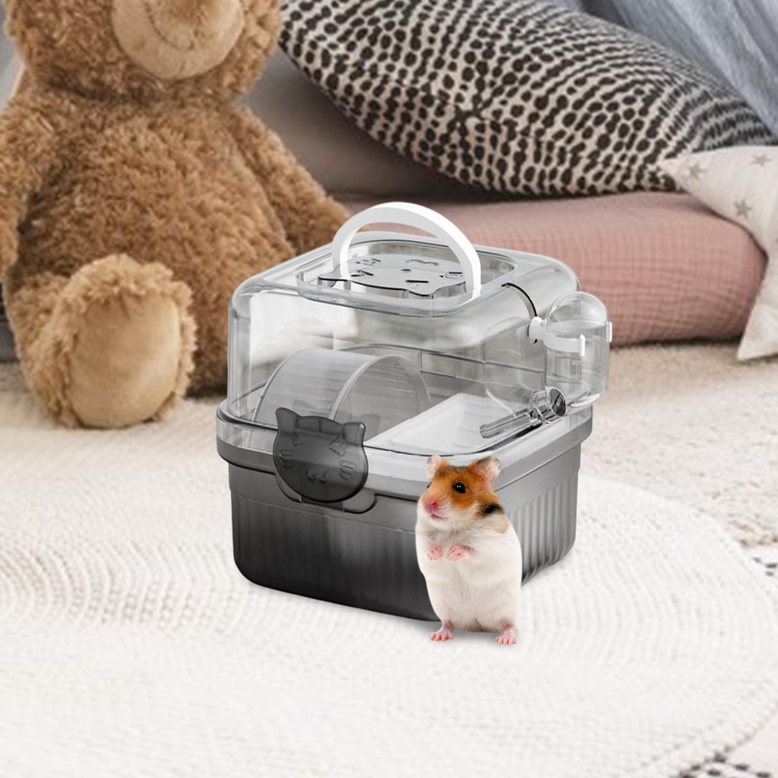 Bothyi Hamster Cage Carrying Box with Water Bottle for Small Animals Gerbils Ferret White