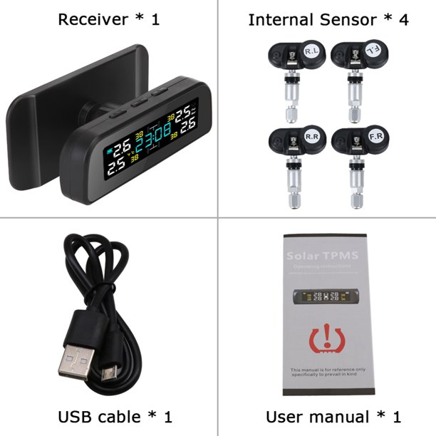 TY17 Car TPMS Sistema de monitoreo de temperatura de presión de neumáticos automático solar con reloj Likrtyny Accesorios para autos y motos