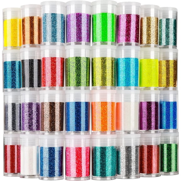 Glitter, Fine Glitter for Resin, Set of 32 Colors, for Nail Body Tumbler Arts and Crafts