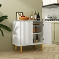 Sideboard Buffet with Fluted Texture, White Accent with