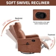 thumbnail image 6 of 360 Swivel Rocking Recliner Chair for Adults, Nursery Rocking Chair with Heat and Massage, Glider Reclining Chair for Small Space, Living Room, Bedroom (Chenille, Orange), 6 of 10