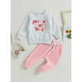 thumbnail image 3 of Infant Toddler Baby Girl Clothes 6M 12M 18M 24M 3Y Fall Winter Outfit Long Sleeve Crewneck Sweatshirt Top Casual Pants Set, 3 of 9