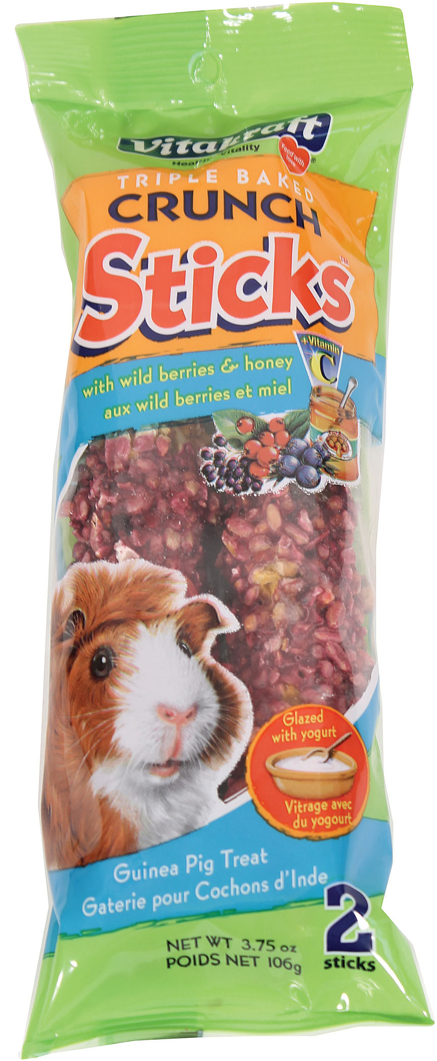 Vitakraft Crunch Sticks with Wildberry & Honey Guinea Pig Treat Sticks
