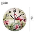 thumbnail image 2 of 16 Inch Wall Clock Battery Operated Silent Clock Decorative for Office, Kitchen, Outdoor, Living Room，Tropical Flamingo Bird Palm Tree Leaves Watercolor Style, 2 of 4