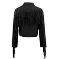 thumbnail image 6 of Arlun Fringe Jackets for Women Suede Tassel Motorcycle Cropped Coats Casual Open Front Lapel Design Long Sleeve Western Tassel Leather Jackets Solid Lightweight Outwear Black S, 6 of 6